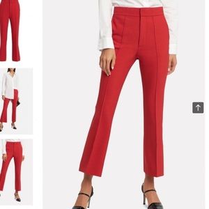 Helmut Lang Red Spongy Wool Crop Flare Trousers (Petite)